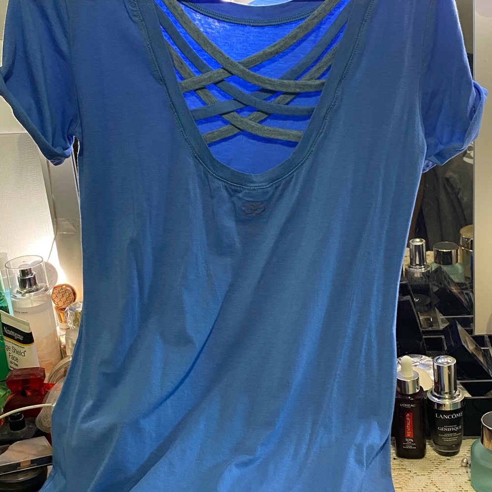 CALIA by Carrie Underwood Blue Crisscross Back Tee